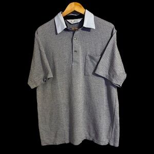 Vintage Palmland Club Collard Polo Blue Retro Soft Knit Pattern Men’s Lg